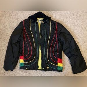 Vintage JOHN DEERE Mens Medium Black, Green, Red,& Yellow SNOWMOBILE WINTER COAT